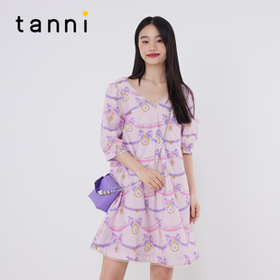 轻薄中长款 tanni甜美法式 连衣裙TM11DR071A