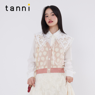 tanni甜美可爱百搭波点草莓短款 提花针织背心马甲女TM11KN031A