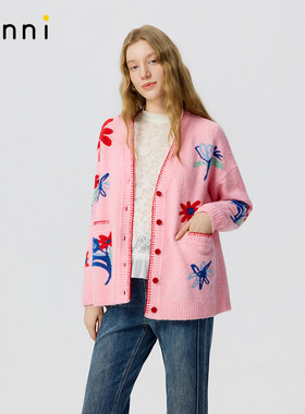 tanni2026春新款优雅甜美俏皮宽松廓形针织开衫毛衣TP11KN152A