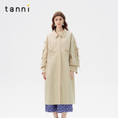 风衣女TO11TC012A 温柔百搭蝴蝶结翻领长款 tanni春夏新款 法式