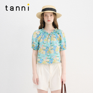 tanni休闲百搭通勤日度假风异域图腾印花上衣TN11BL074A