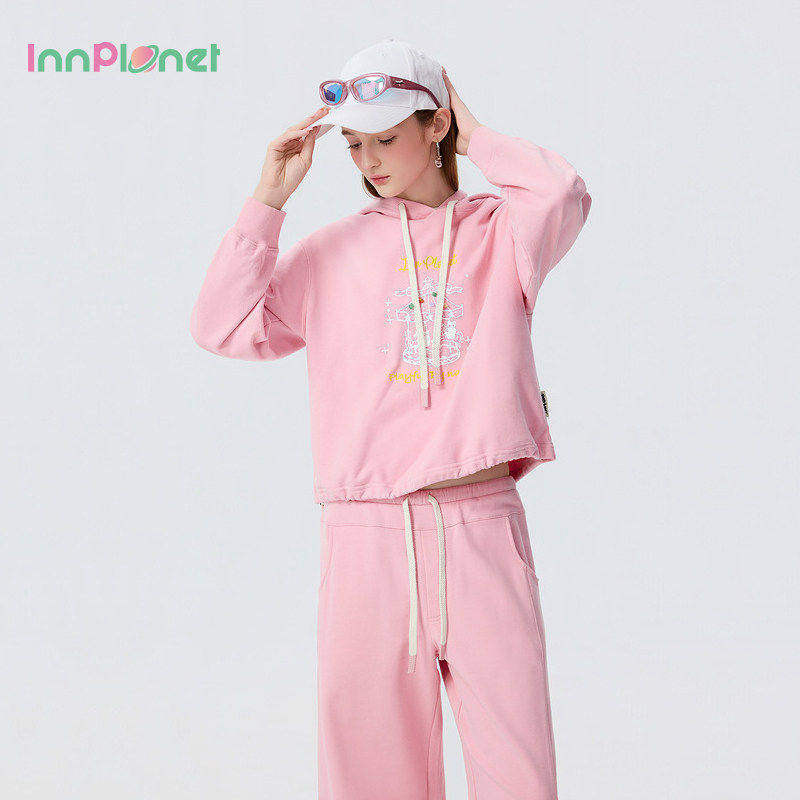 innplanet26春夏新款运动miu系少女感纯棉上衣卫衣女PP11HO012A