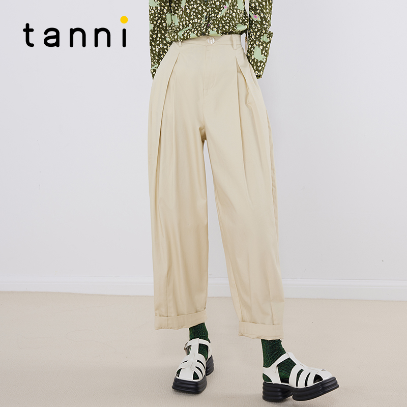 tanni宽松百搭通勤简约萝卜裤
