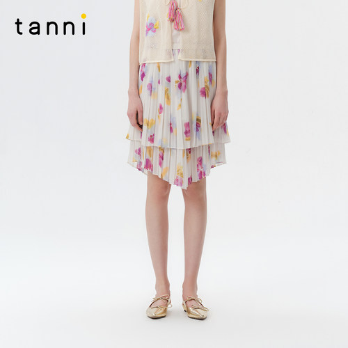 tanni优雅气质花卉印花半身裙