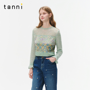 TO31KN023A 马海毛毛衣套头针织衫 tanni25秋冬新款 甜美俏皮短款