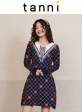 tanni秋冬新品通勤收腰修身大气减龄X版针织连衣裙TL31KN082A