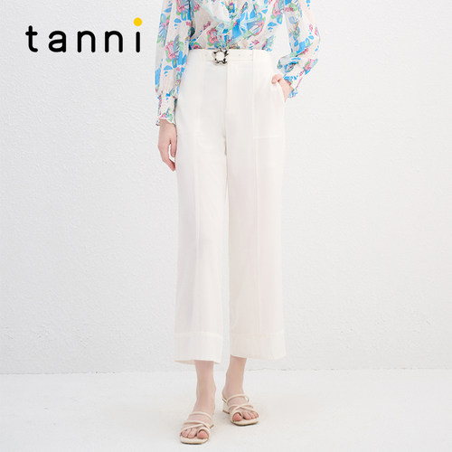 tanni通勤清新简约休闲阔腿裤