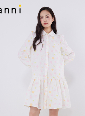 tanni新款可爱减龄少女感花朵精致衬衫连衣裙TM11DR032C