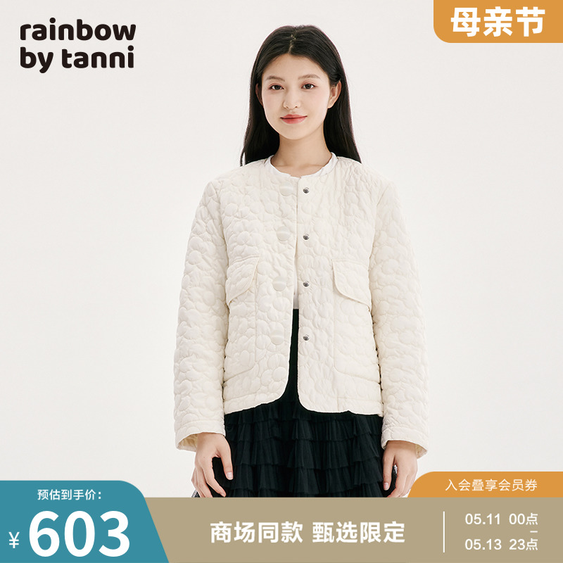 rainbow新款气质优雅甜美简约宽松圆领棉服RM31CJ001A