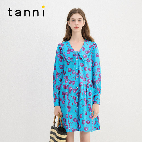 tanni法式度假车厘子女孩连衣裙
