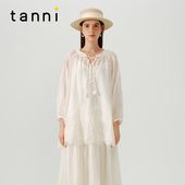 tanni新品 仙女舒芙蕾轻法风宫廷风蕾丝拼接衬衫 TN31SH017A
