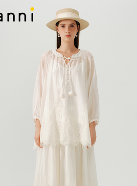 tanni新品仙女舒芙蕾轻法风宫廷风蕾丝拼接衬衫TN31SH017A