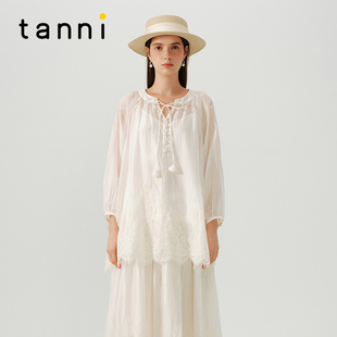 上衣女TN31SH017A tanni甜美仙女舒芙蕾轻法风宫廷风蕾丝拼接衬衫