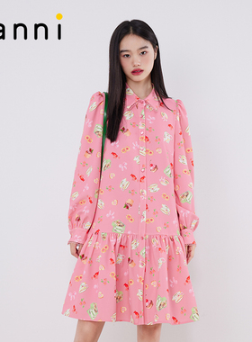 tanni新款小A型泡泡袖宫廷风可爱衬衫连衣裙TM11DR032A
