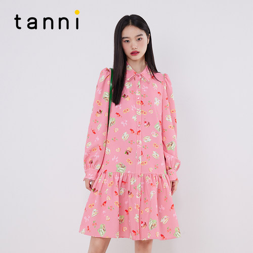tanni泡泡袖宫廷风衬衫连衣裙