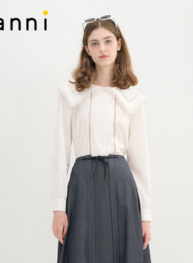 tanni新款休闲百搭度假可爱简约海军领衬衫TN11SH012A