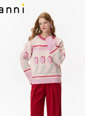tanni2026年春新款温柔慵懒风郁金香套头针织衫毛衣TO31KN035A