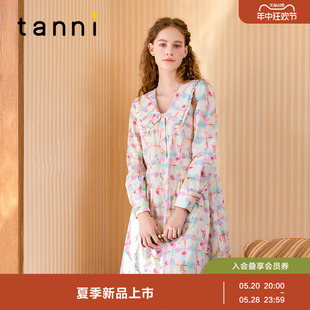 娃娃领碎花印花连衣裙TN11DR159A tanni春夏新款 甜美可爱中式