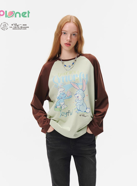 innplanet25秋冬新款蓝精灵系列珠片绣花复古拼接卫衣PO31HO825A