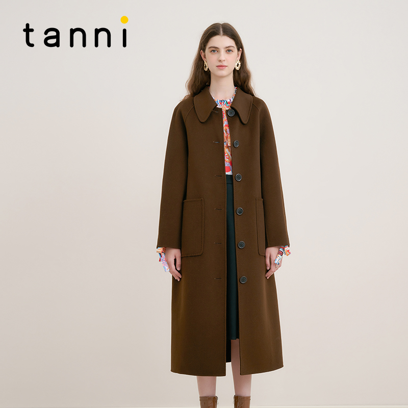 tanni高级气质绵羊毛长款大衣女