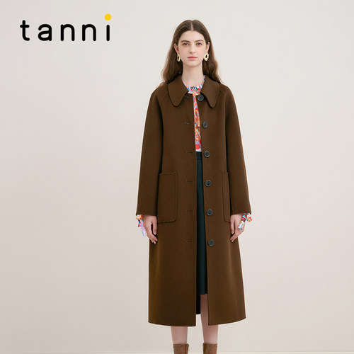 tanni高级气质绵羊毛长款大衣女