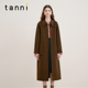 tanni新款 赫本风深咖色复古通勤绵羊毛长款 大衣外套女TM31CO015A