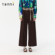 tanni25秋冬新款 通勤休闲百搭棕色编织腰带直筒长裤 TO31PA012A