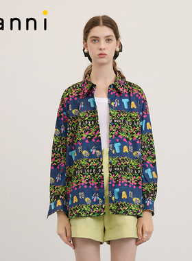 tanni新款俏皮摩登复古优雅气质淑女廓形衬衫TM31SH021A