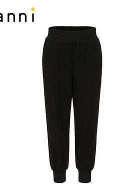 tanni商场同款宽松舒适显瘦百搭黑色休闲长裤运动裤女TL31PA009A