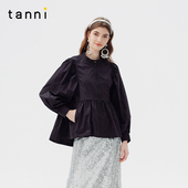 tanni25春新款 通勤简约休闲宽松设计泡泡袖 拉链外套女TO11OW011A