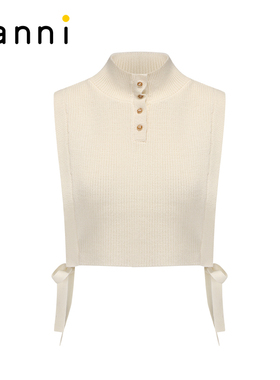 tanni新款通勤百搭简约双色短款叠穿绑带针织背心TN31KN602A
