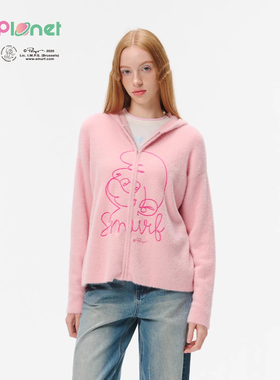 innplanet25秋冬新款蓝精灵系列甜美可爱刺绣针织开衫PO31KN824A