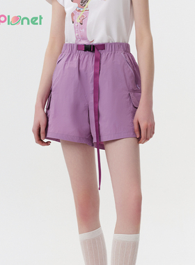 innplanet25秋新款甜酷工装双色休闲松紧腰口袋短裤女PO11SP021A