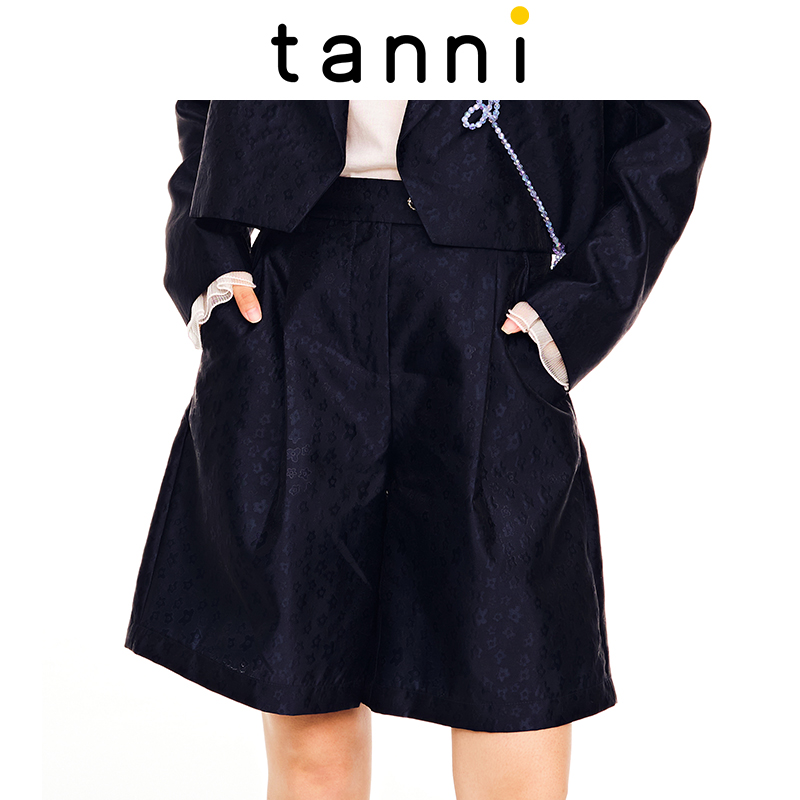 tanni通勤百搭提花五分西装短裤