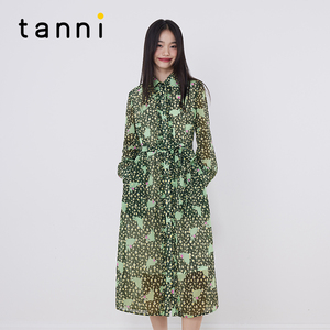 tanni新款清新碎花宽松休闲百搭优雅连衣裙TM11DR037A