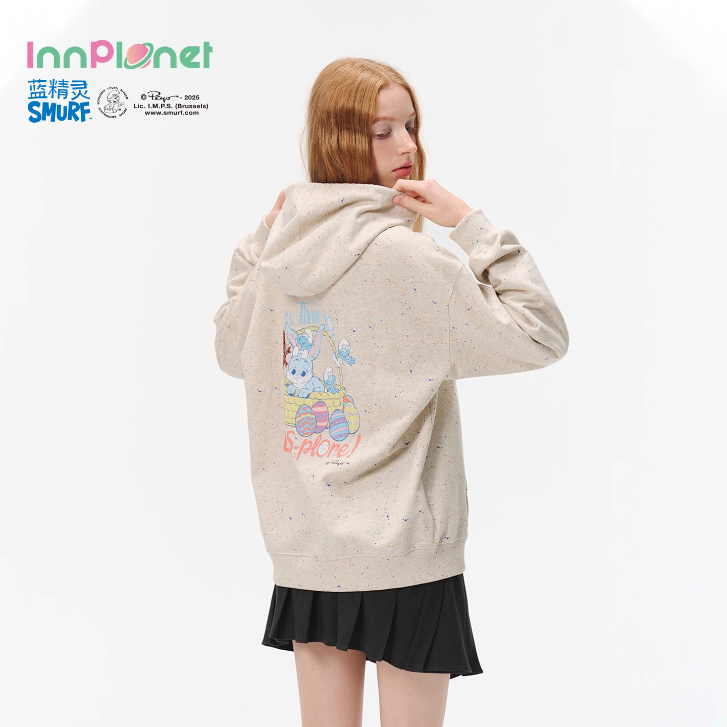 innplanet26春夏新款蓝精灵系列甜美可爱百搭刺绣卫衣PO31HO826A