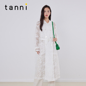 tanni新款 针织polo领风衣气质宽松风衣外套TM11TC011A
