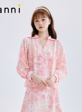tanni春夏款温柔轻量新中式宽松挺括小立领长袖衬衫TM11SH605A