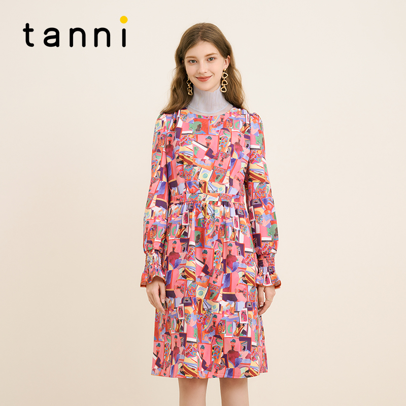tanni高级气质收腰中长款连衣裙