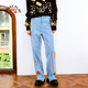 INNAT PL11DE010A 脚直筒开叉牛仔裤 PLAY25秋款 女士印花宽松百搭裤