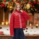tanni25冬新款 圣诞氛围感针织拼接立领红色短款 羽绒服TO31DJ017A