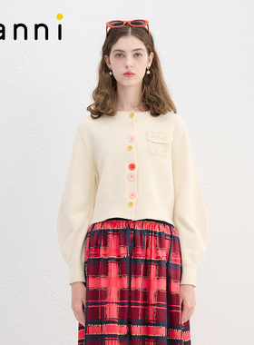 tanni新款甜美少女圆领糖果色婴儿粉针织开衫TN11KN104A