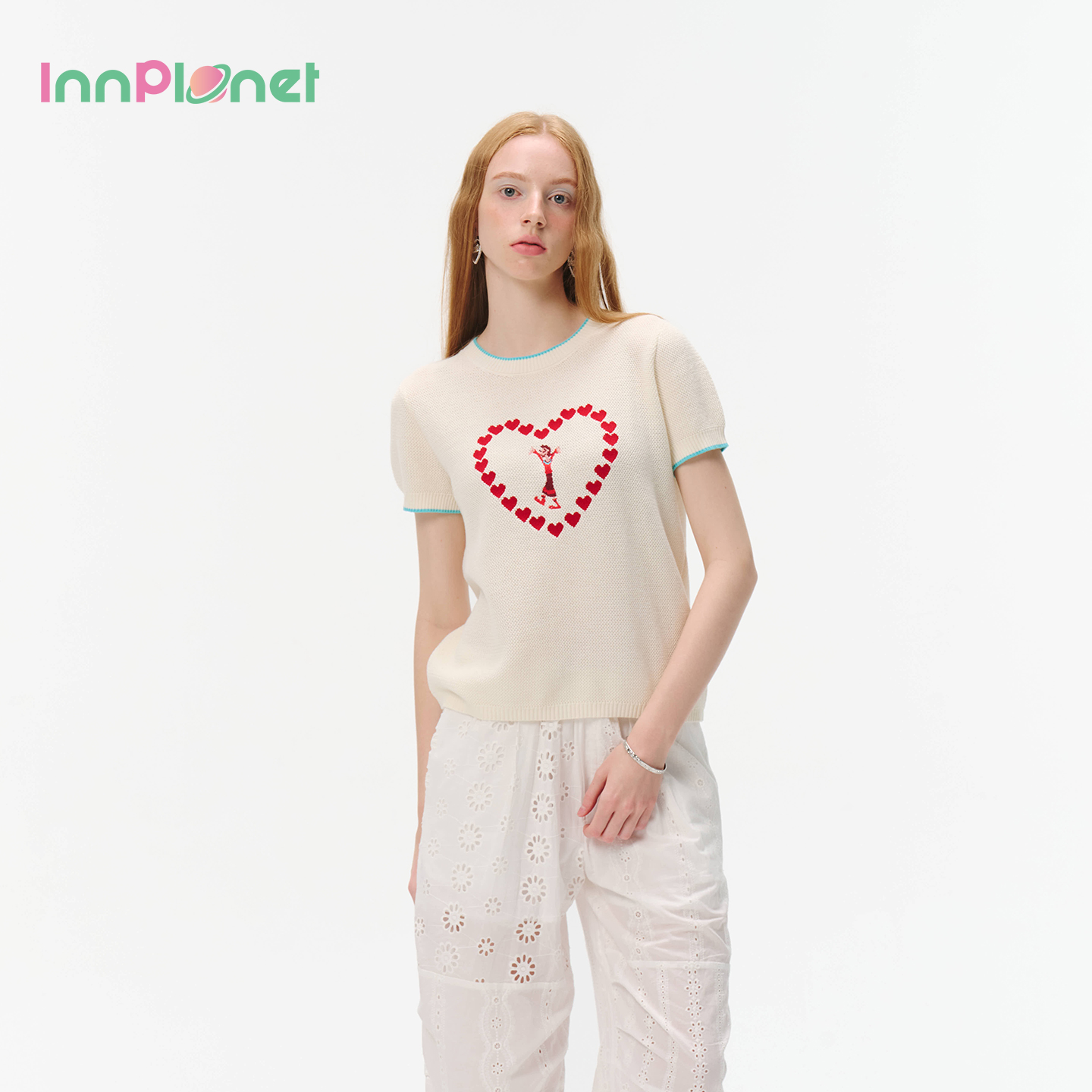 innplane纯棉刺绣t针织衫