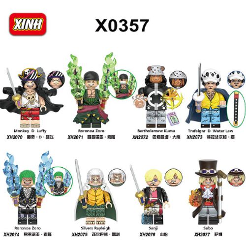 外贸货品X0357动漫系列海贼索隆大熊山治拼装积木人仔玩具袋装
