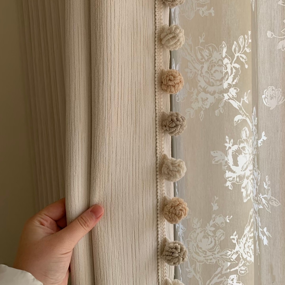 新款2026窗帘松子球花边帘头装饰彩色球球毛球立边纱帘花边辅料