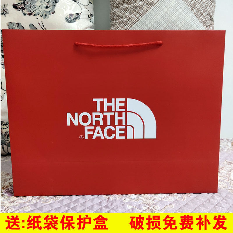 北面thenorthface运动户外白卡红色羽绒服手提纸袋子 鞋盒购物袋