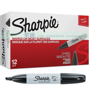 三福Sharpie锐意粗斜头方头扁平马克笔油性工业记号笔4mm 38201