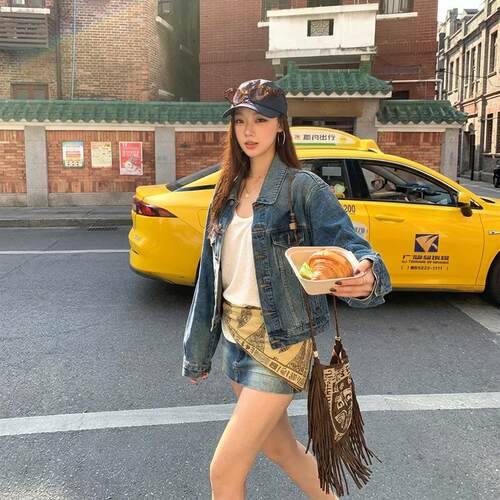 红人馆牛仔半身裙女2026新款秋季a字裙子包臀裙裤蓝色小个子短裙