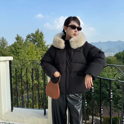 鹭青同款2026新款羽绒棉服女韩版冬宽松百搭连帽短款保暖外套女