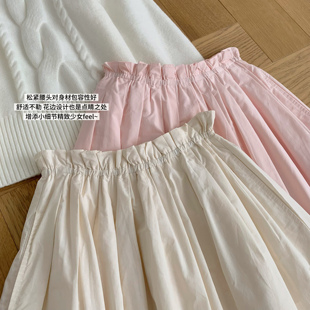 Madofit麻豆/波恩画报_自在灵动*花边腰头亚麻棉A字花苞半裙